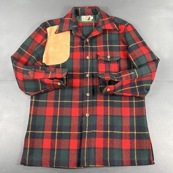 VTG Lobo Pendleton Shirt Mens Med Red Green Tartan Plaid Wool Flannel Shooting